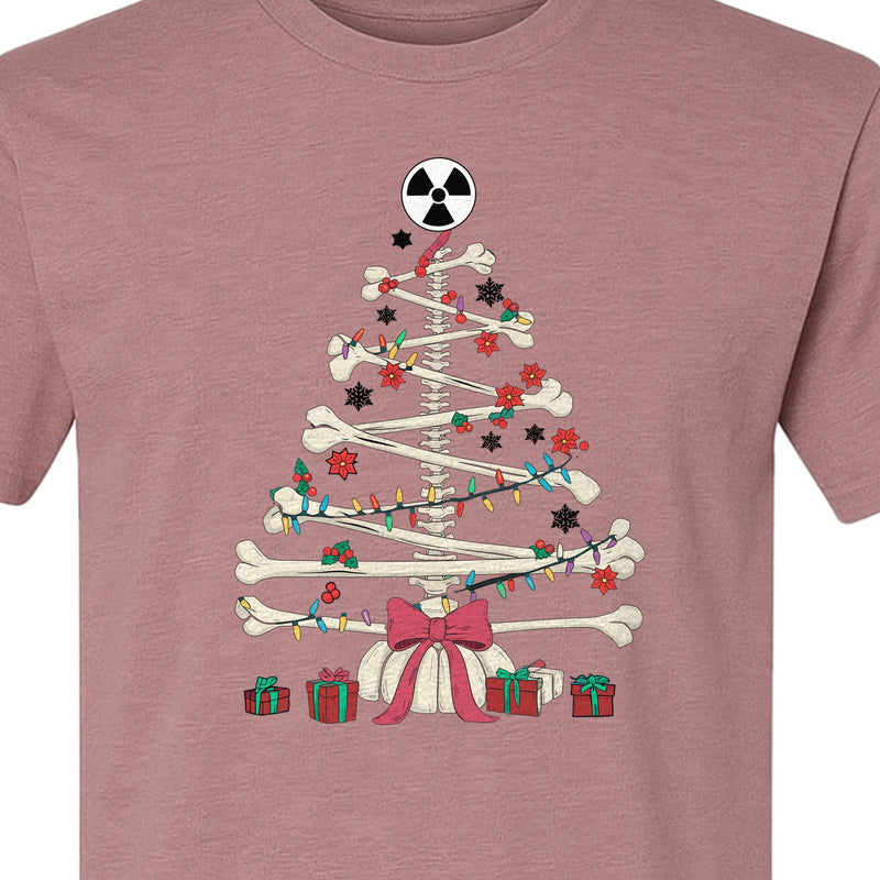 Radiology Christmas T-Shirt, Skeleton Bone Tree X-Ray Tech Holiday Design