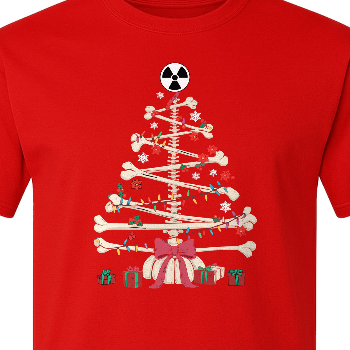 Radiology Christmas T-Shirt, Skeleton Bone Tree X-Ray Tech Holiday Design