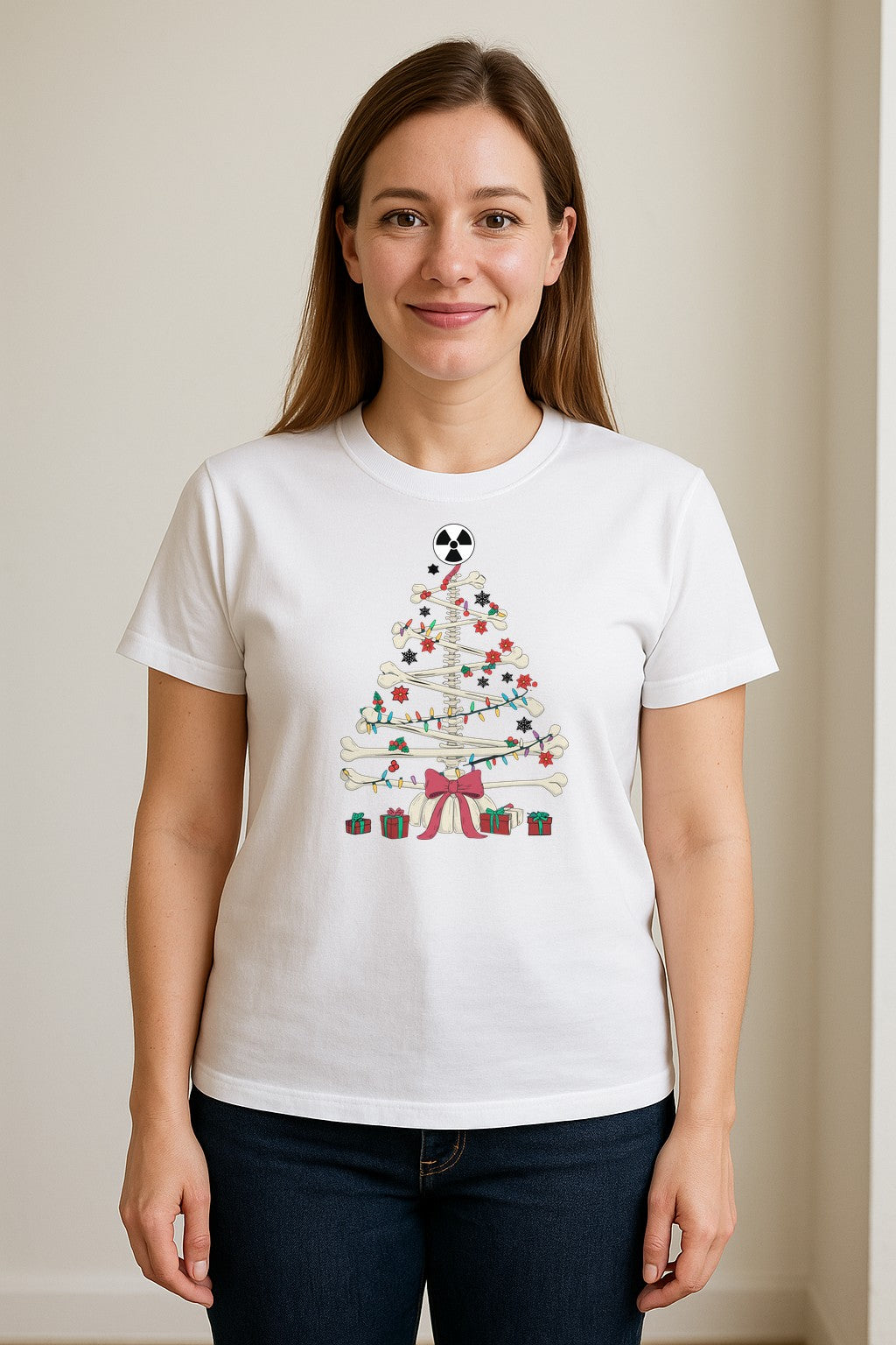 Radiology Christmas T-Shirt, Skeleton Bone Tree X-Ray Tech Holiday Design
