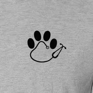 Vet Tech T-Shirt, Paw Print and Stethoscope Pocket Design for Veterinary Students