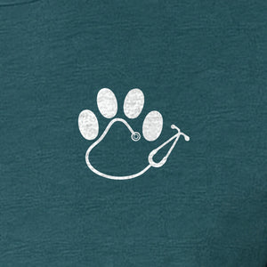 Vet Tech T-Shirt, Paw Print and Stethoscope Pocket Design for Veterinary Students