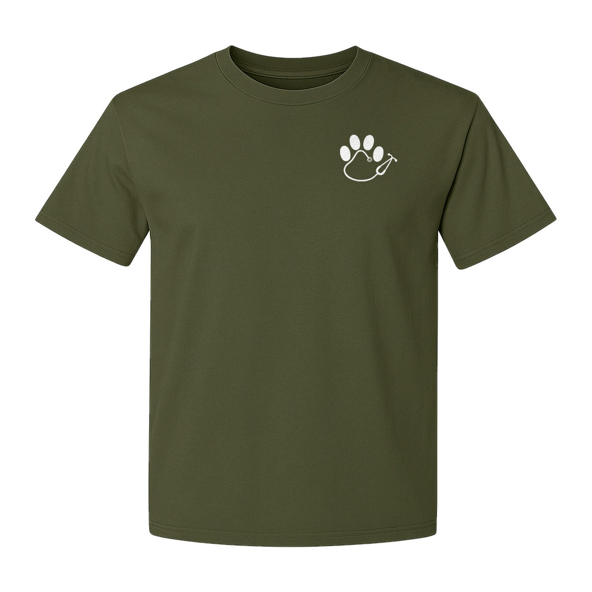 Vet Tech T-Shirt, Paw Print and Stethoscope Pocket Design for Veterinary Students