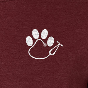 Vet Tech T-Shirt, Paw Print and Stethoscope Pocket Design for Veterinary Students