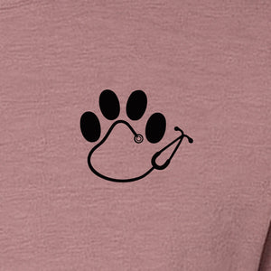 Vet Tech T-Shirt, Paw Print and Stethoscope Pocket Design for Veterinary Students