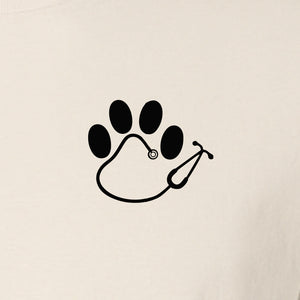 Vet Tech T-Shirt, Paw Print and Stethoscope Pocket Design for Veterinary Students