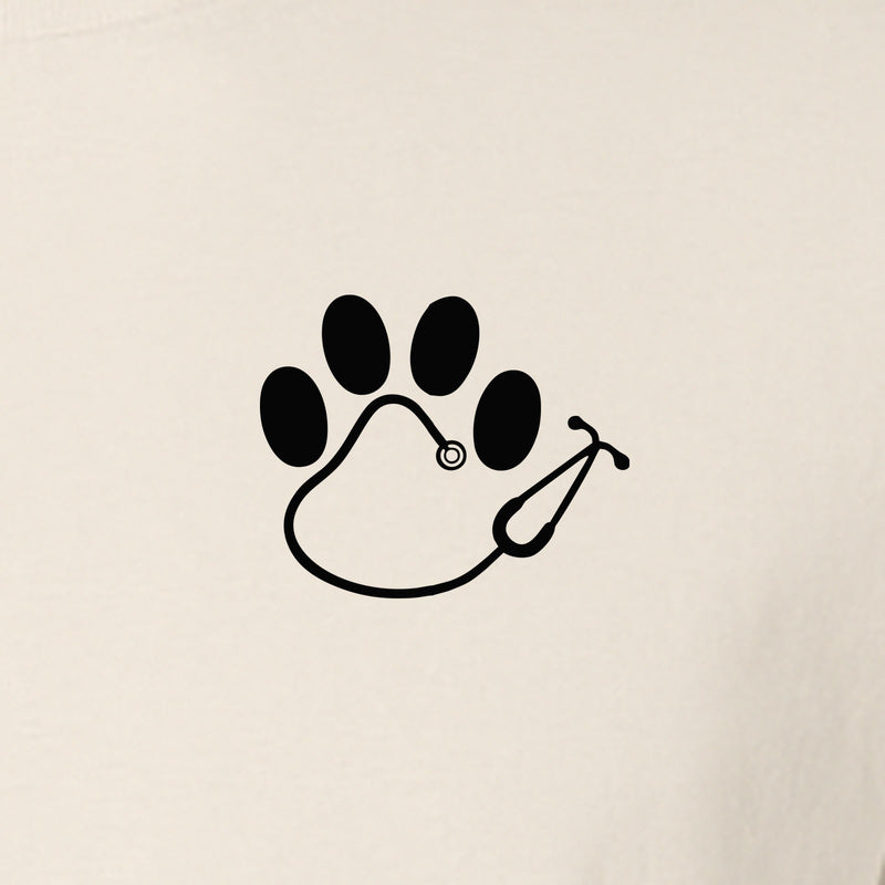 Vet Tech T-Shirt, Paw Print and Stethoscope Pocket Design for Veterinary Students