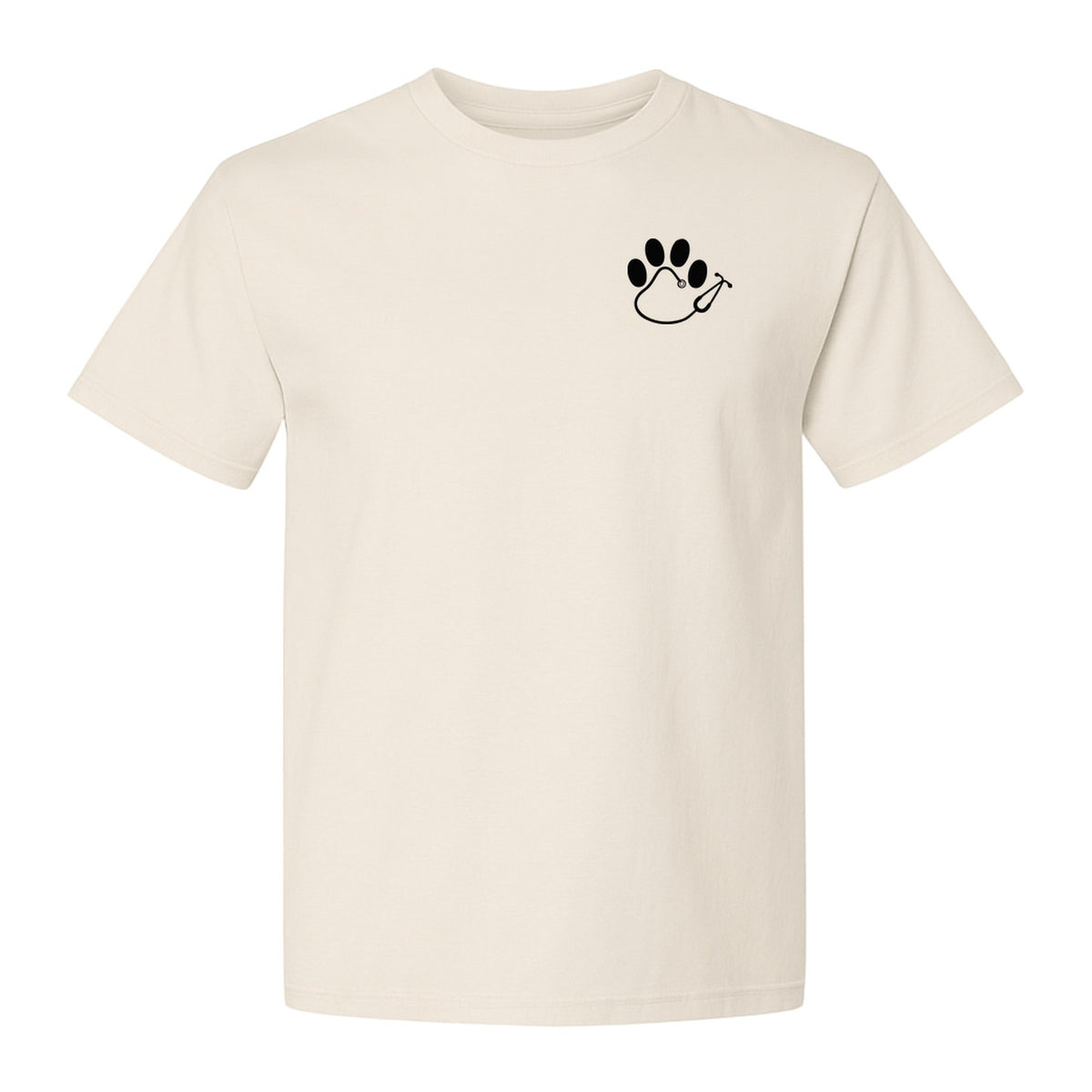 Vet Tech T-Shirt, Paw Print and Stethoscope Pocket Design for Veterinary Students
