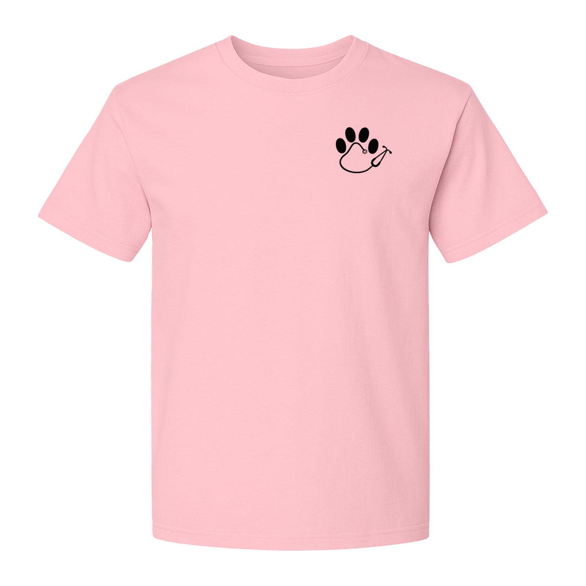 Vet Tech T-Shirt, Paw Print and Stethoscope Pocket Design for Veterinary Students