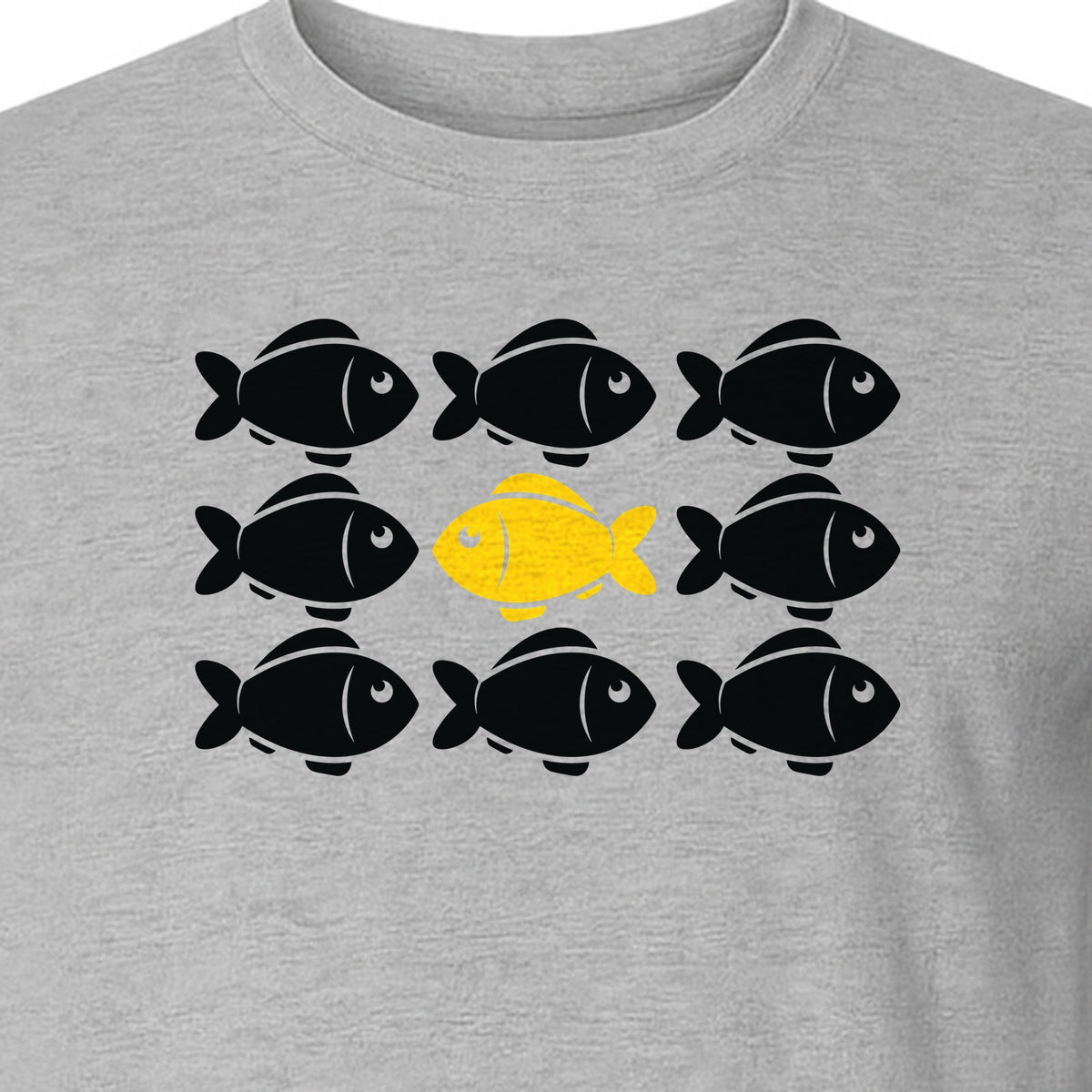 Individuality T-Shirt, One Yellow Fish in a School Design for Educators, Counselors and Mentors