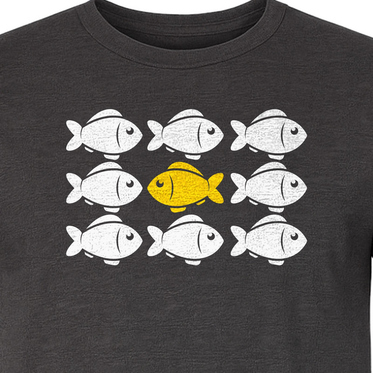 Individuality T-Shirt, One Yellow Fish in a School Design for Educators, Counselors and Mentors