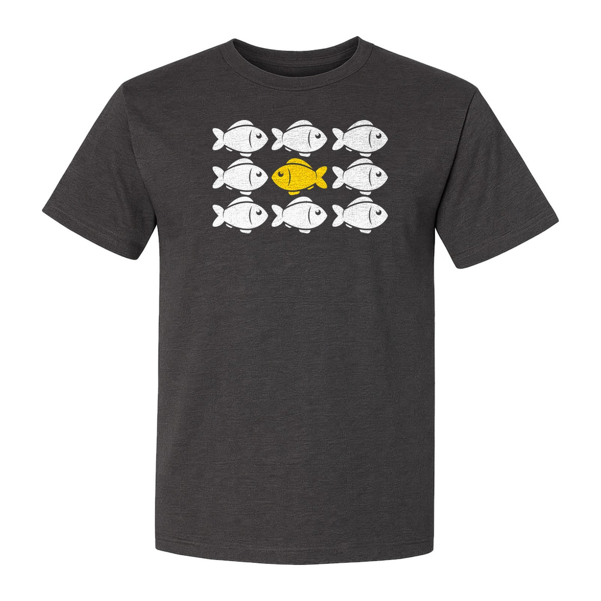 Individuality T-Shirt, One Yellow Fish in a School Design for Educators, Counselors and Mentors