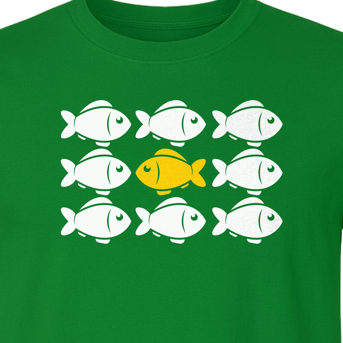 Individuality T-Shirt, One Yellow Fish in a School Design for Educators, Counselors and Mentors