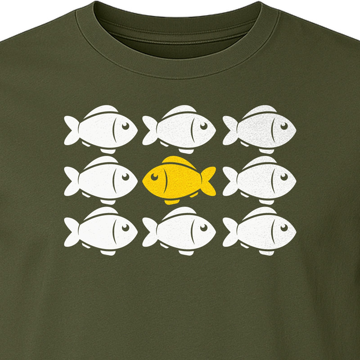 Individuality T-Shirt, One Yellow Fish in a School Design for Educators, Counselors and Mentors