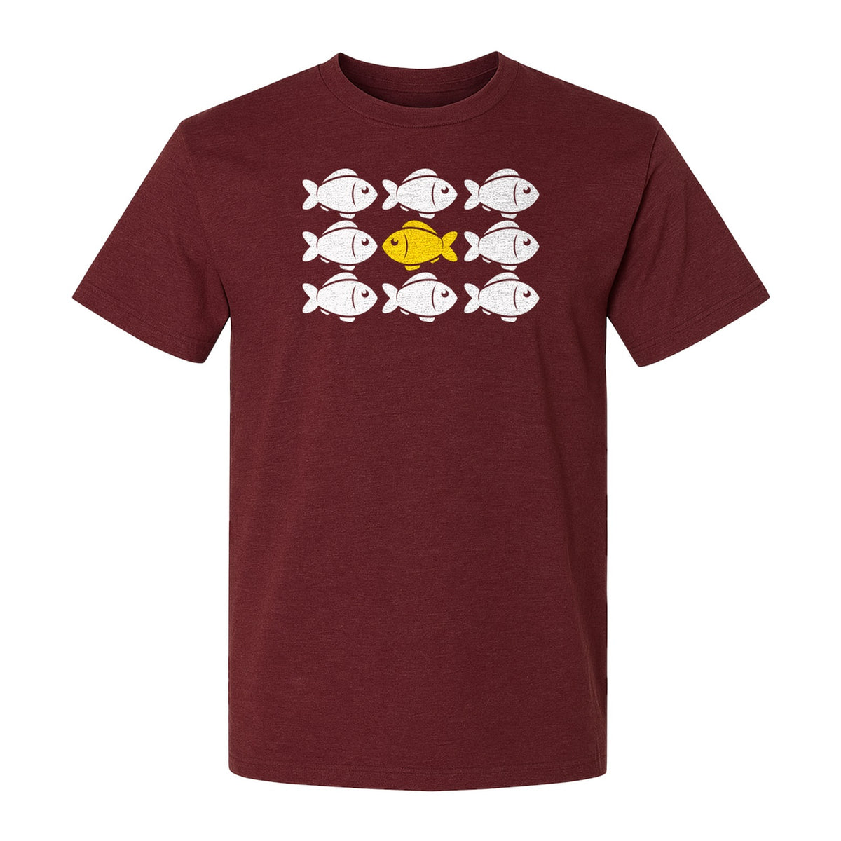 Individuality T-Shirt, One Yellow Fish in a School Design for Educators, Counselors and Mentors