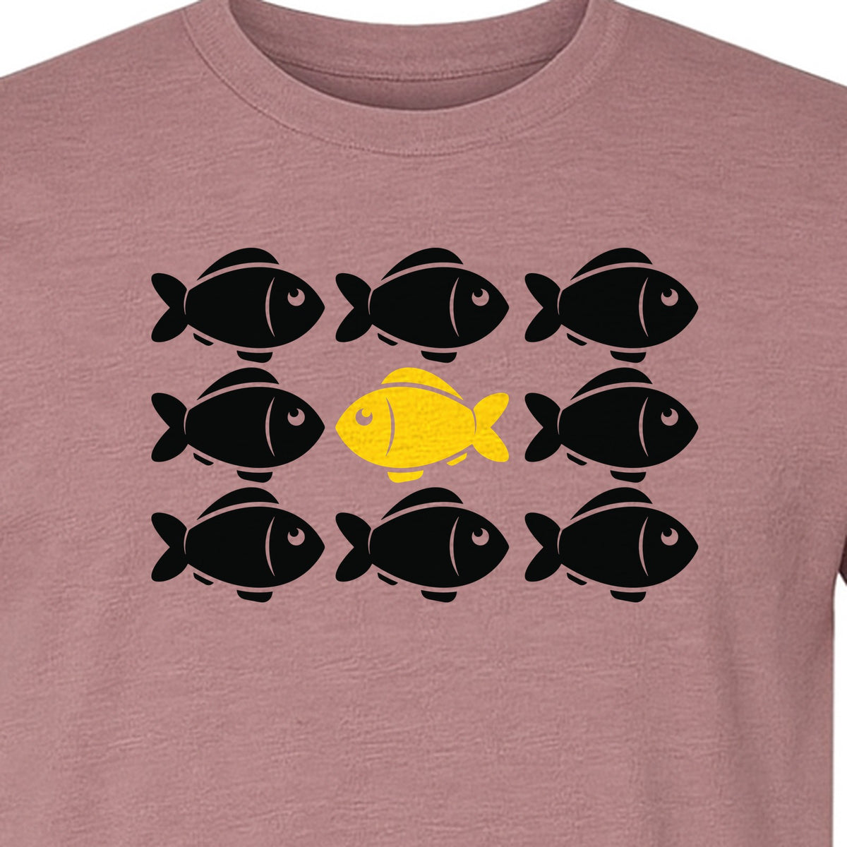 Individuality T-Shirt, One Yellow Fish in a School Design for Educators, Counselors and Mentors