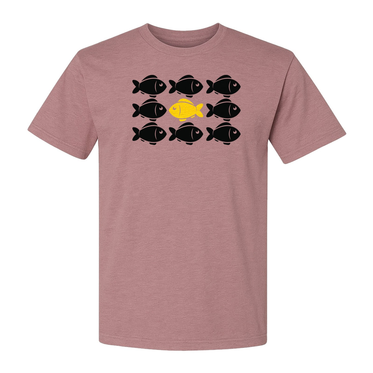 Individuality T-Shirt, One Yellow Fish in a School Design for Educators, Counselors and Mentors