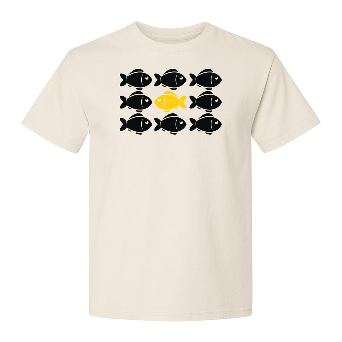 Individuality T-Shirt, One Yellow Fish in a School Design for Educators, Counselors and Mentors