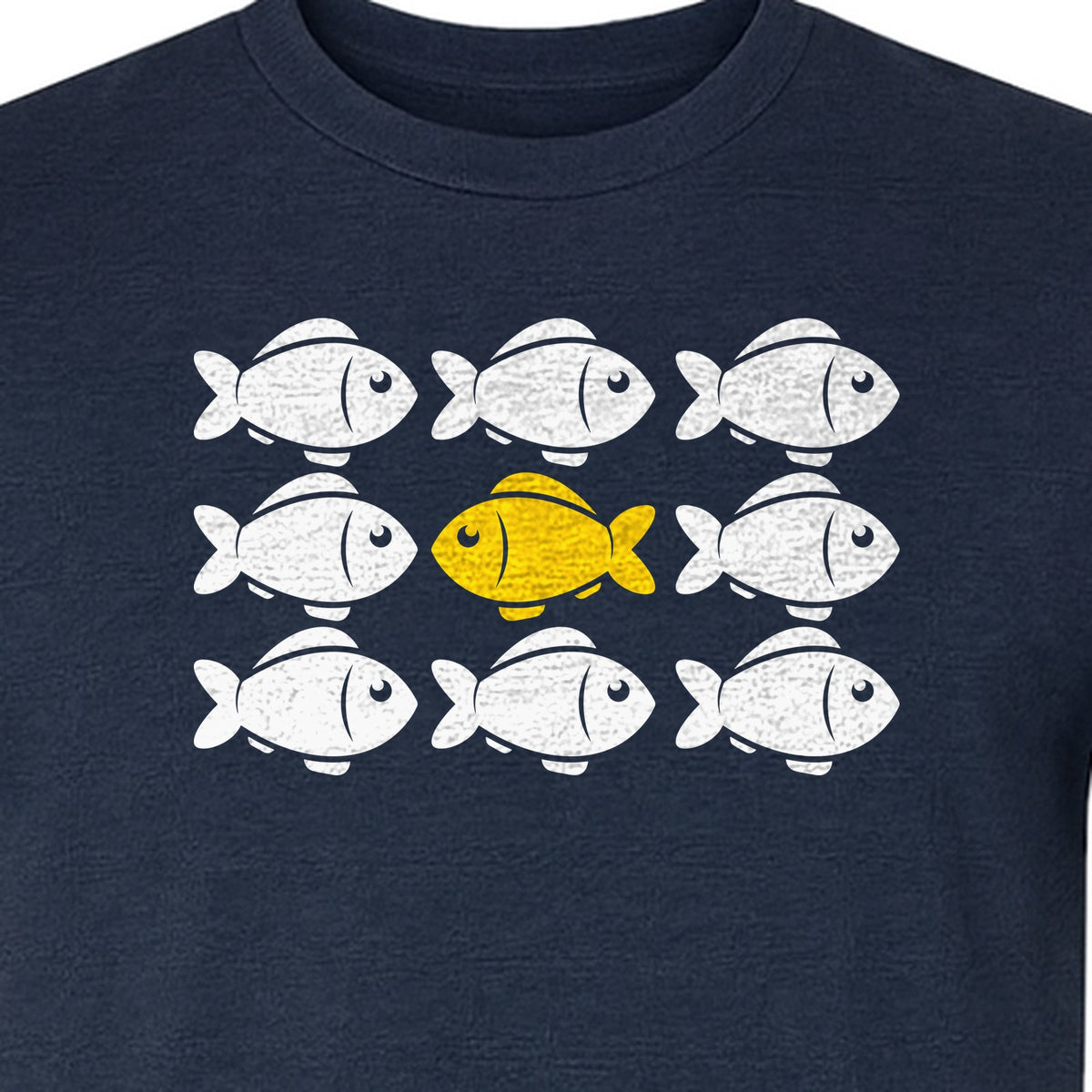 Individuality T-Shirt, One Yellow Fish in a School Design for Educators, Counselors and Mentors