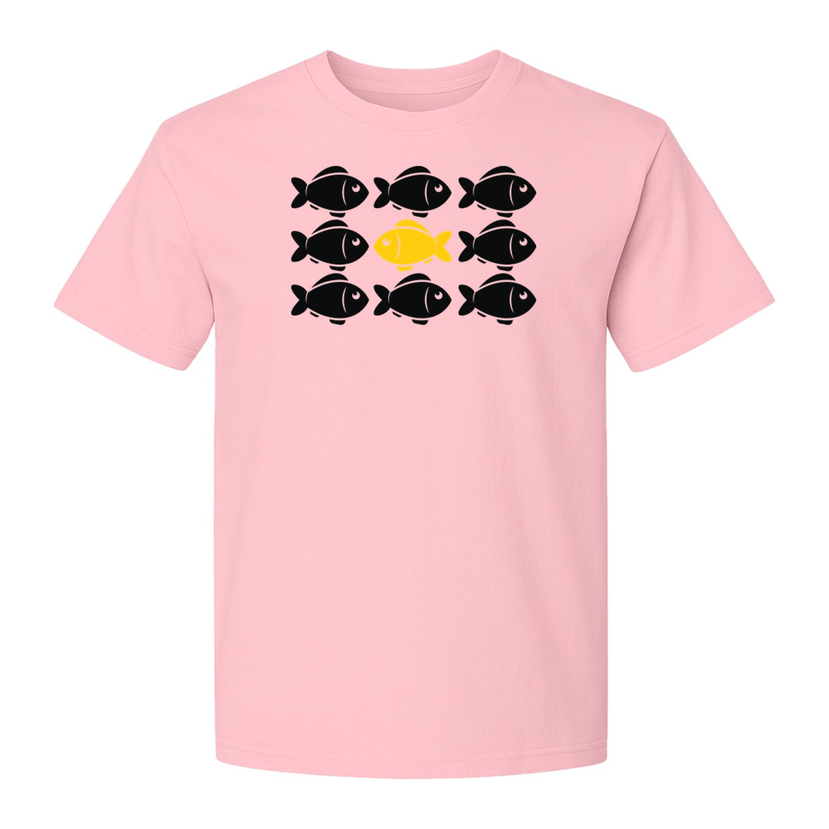 Individuality T-Shirt, One Yellow Fish in a School Design for Educators, Counselors and Mentors