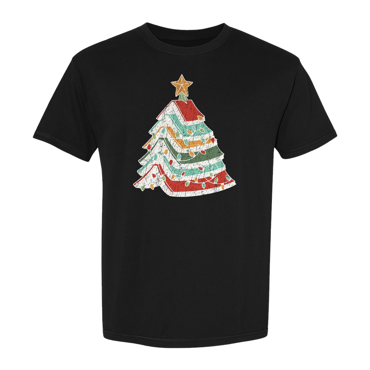 Stacked Book Christmas Tree T-Shirt, Holiday Design for Readers, Teachers and Festive Gatherings