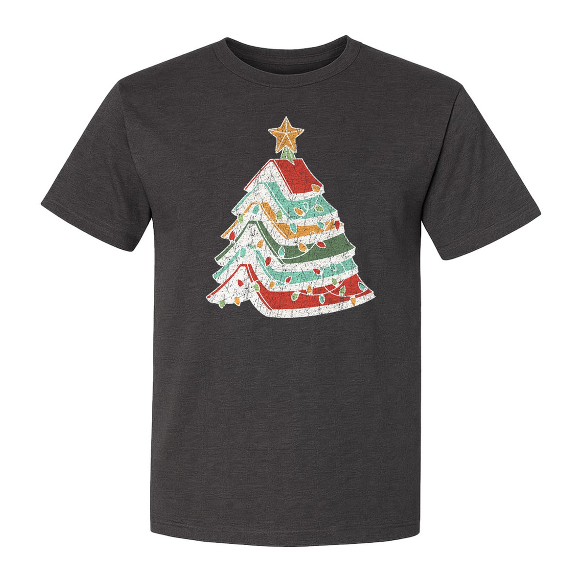 Stacked Book Christmas Tree T-Shirt, Holiday Design for Readers, Teachers and Festive Gatherings