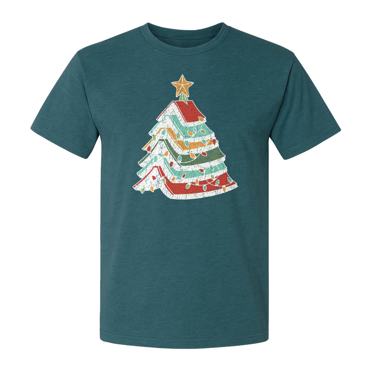 Stacked Book Christmas Tree T-Shirt, Holiday Design for Readers, Teachers and Festive Gatherings