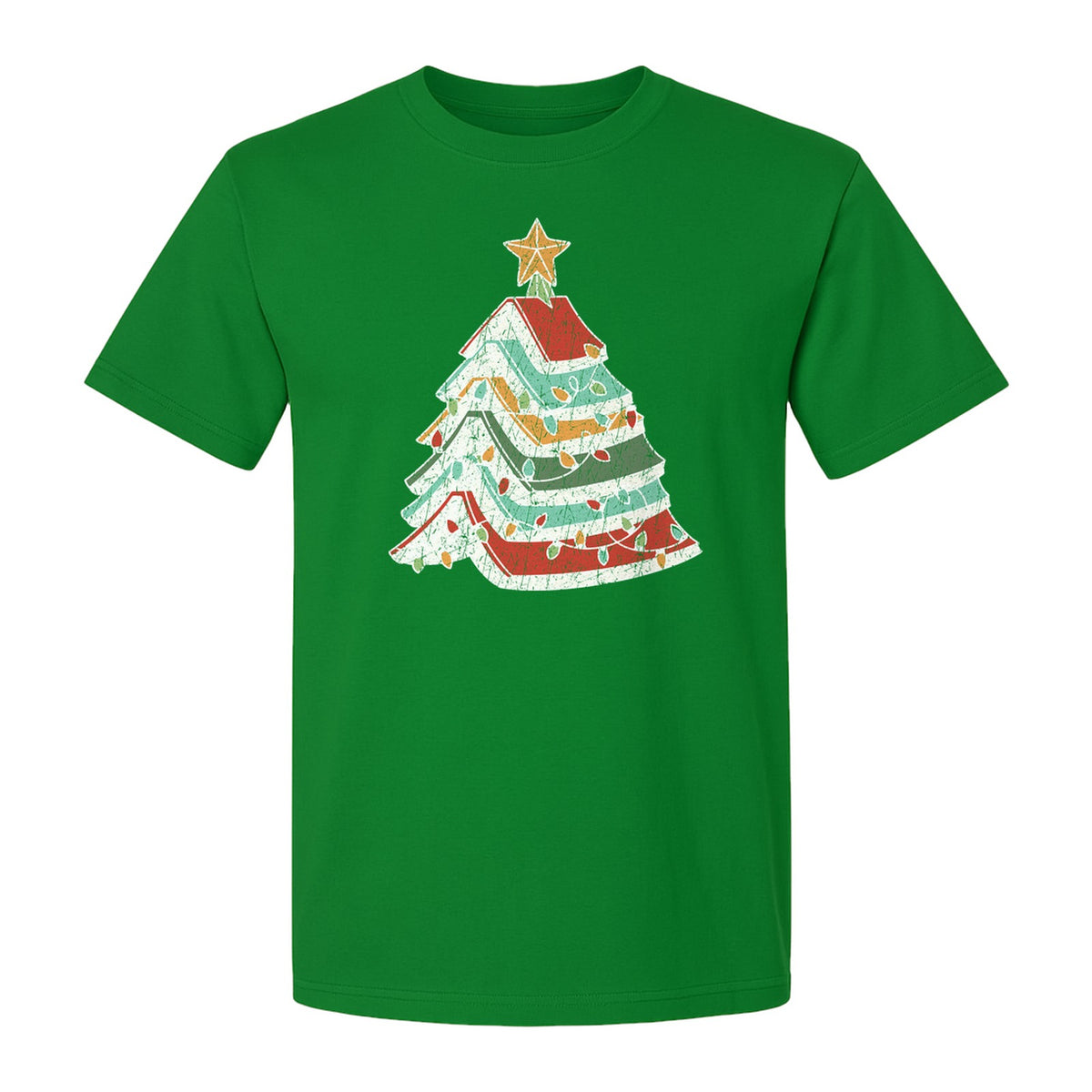 Stacked Book Christmas Tree T-Shirt, Holiday Design for Readers, Teachers and Festive Gatherings