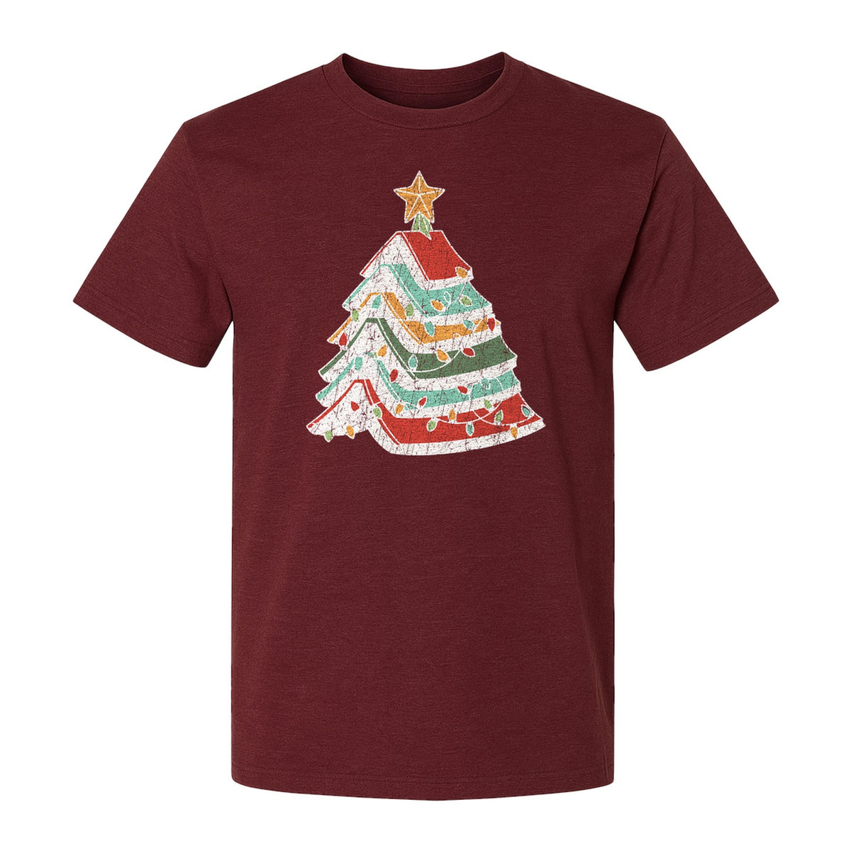 Stacked Book Christmas Tree T-Shirt, Holiday Design for Readers, Teachers and Festive Gatherings
