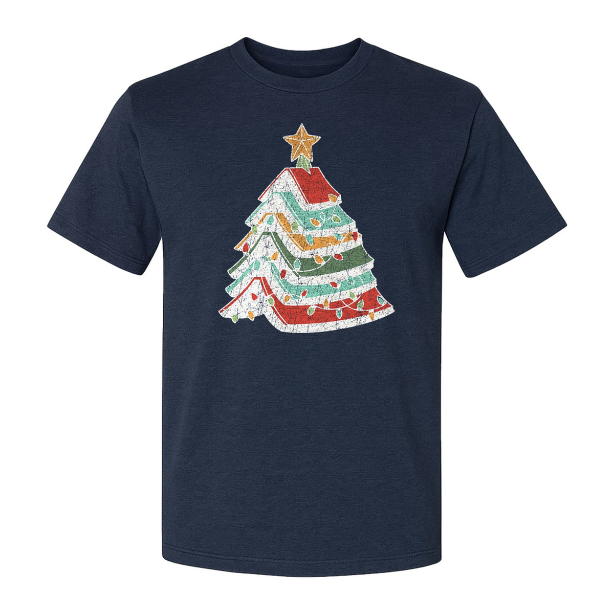Stacked Book Christmas Tree T-Shirt, Holiday Design for Readers, Teachers and Festive Gatherings