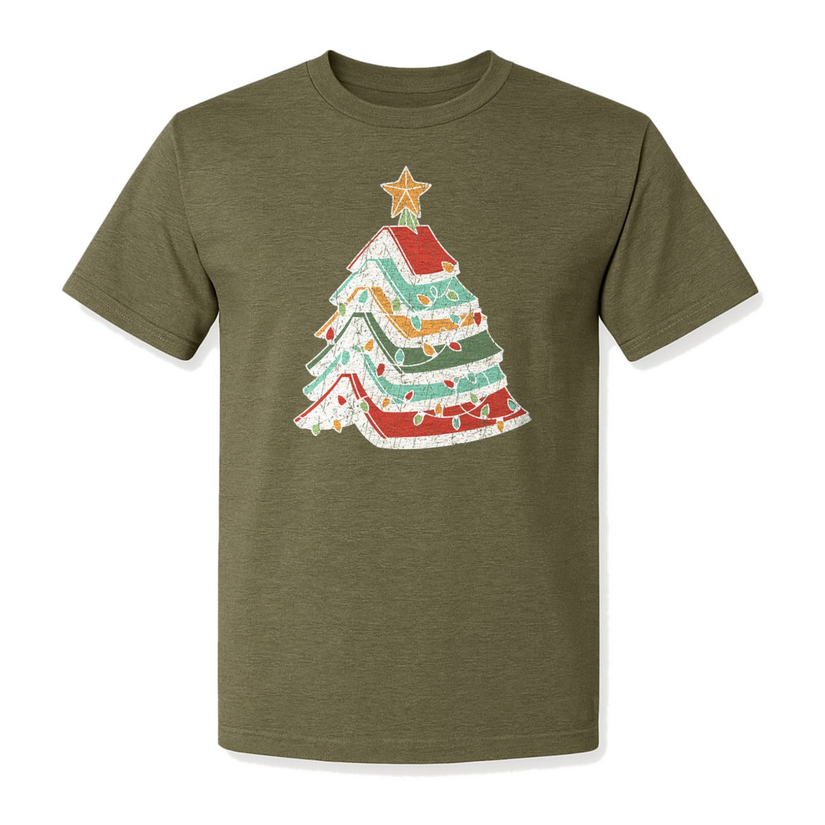Stacked Book Christmas Tree T-Shirt, Holiday Design for Readers, Teachers and Festive Gatherings