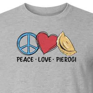 Pierogi T-Shirt, Peace Love Polish Food Graphic for Dumpling Fans and Heritage Gifts