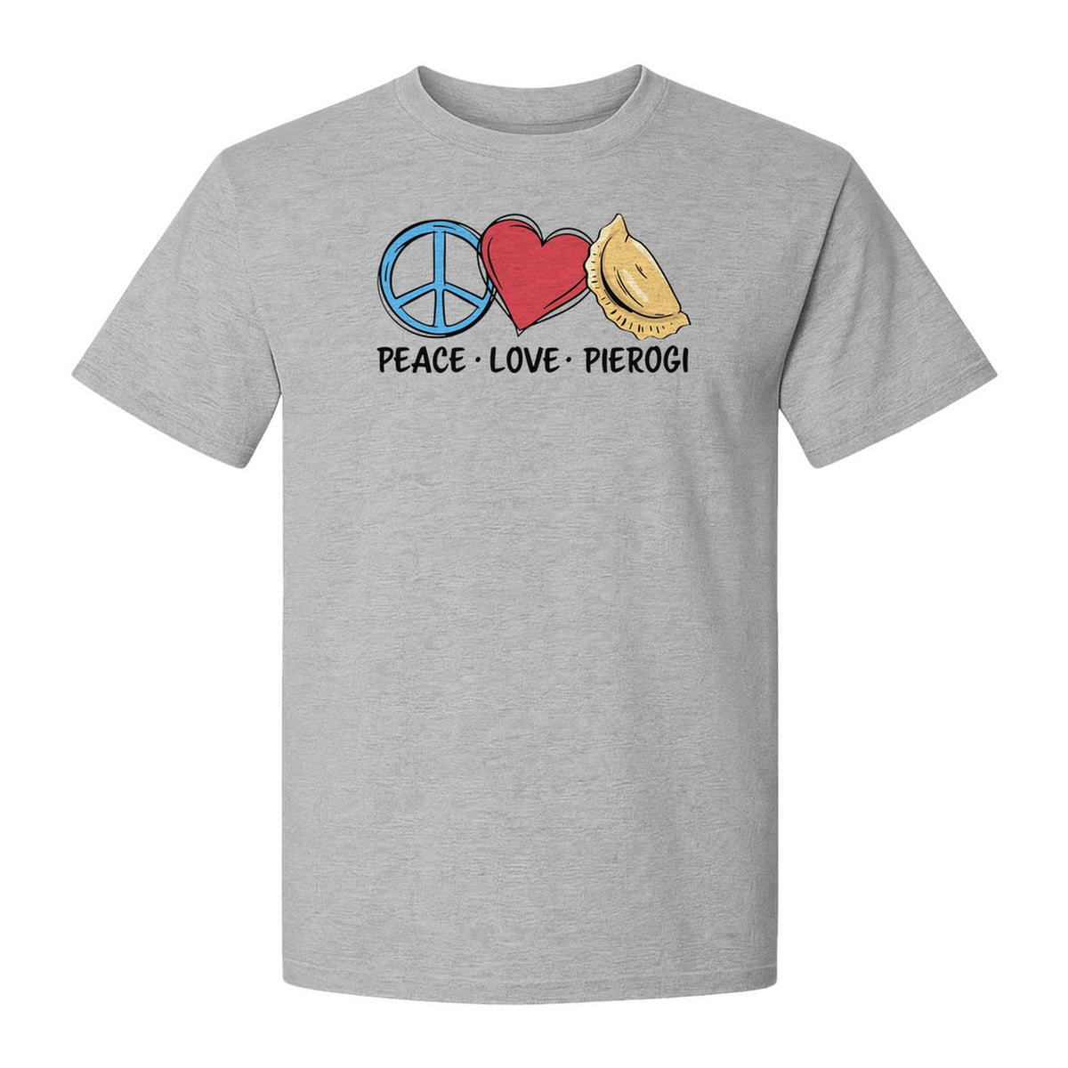 Pierogi T-Shirt, Peace Love Polish Food Graphic for Dumpling Fans and Heritage Gifts