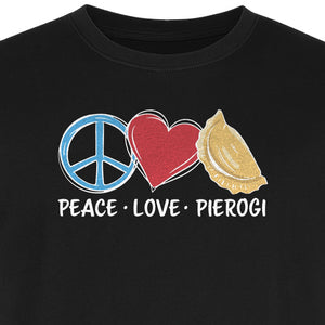 Pierogi T-Shirt, Peace Love Polish Food Graphic for Dumpling Fans and Heritage Gifts