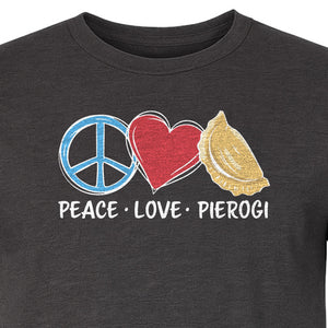 Pierogi T-Shirt, Peace Love Polish Food Graphic for Dumpling Fans and Heritage Gifts
