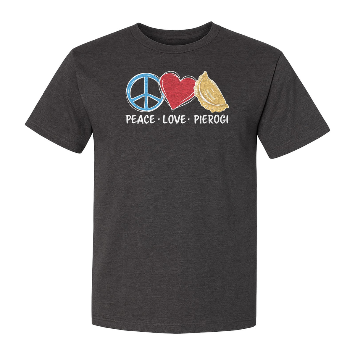 Pierogi T-Shirt, Peace Love Polish Food Graphic for Dumpling Fans and Heritage Gifts