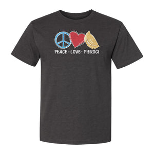 Pierogi T-Shirt, Peace Love Polish Food Graphic for Dumpling Fans and Heritage Gifts