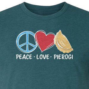 Pierogi T-Shirt, Peace Love Polish Food Graphic for Dumpling Fans and Heritage Gifts