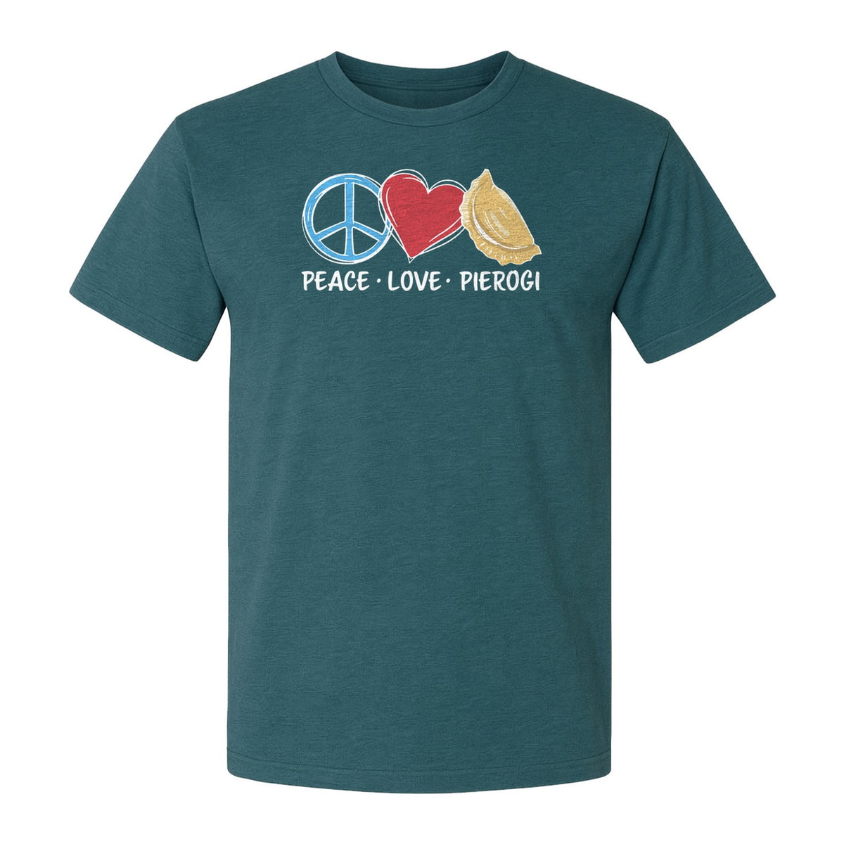 Pierogi T-Shirt, Peace Love Polish Food Graphic for Dumpling Fans and Heritage Gifts