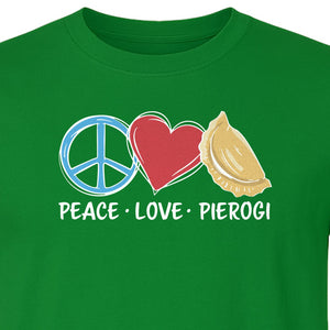 Pierogi T-Shirt, Peace Love Polish Food Graphic for Dumpling Fans and Heritage Gifts