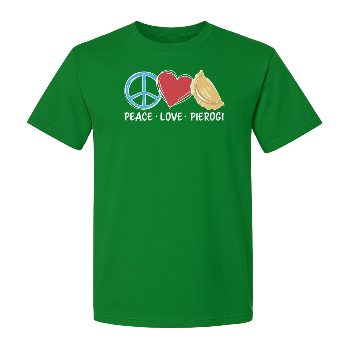 Pierogi T-Shirt, Peace Love Polish Food Graphic for Dumpling Fans and Heritage Gifts