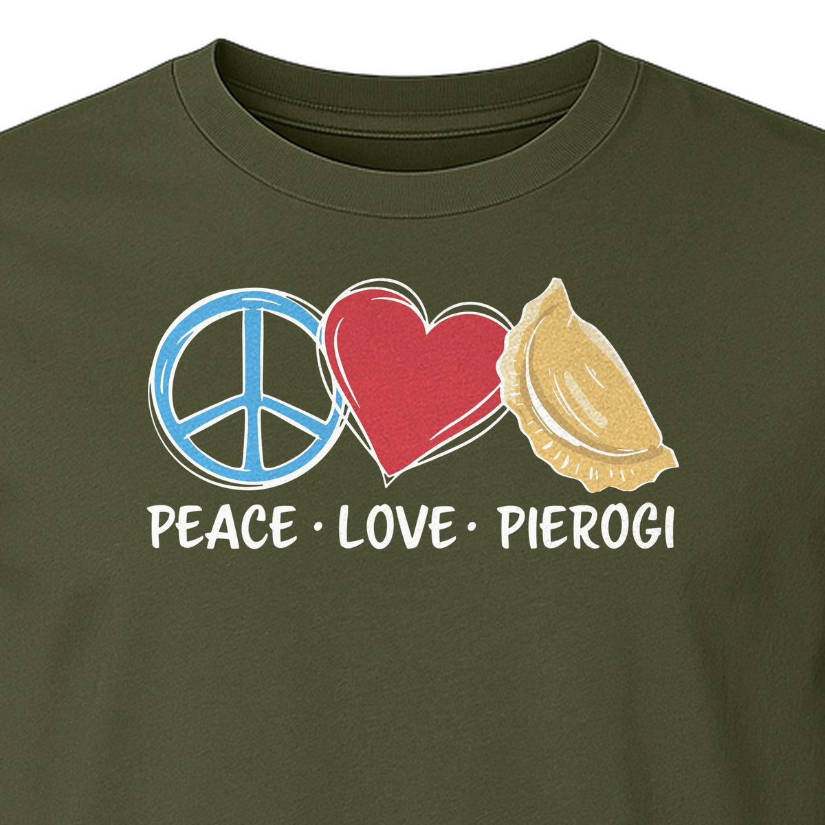 Pierogi T-Shirt, Peace Love Polish Food Graphic for Dumpling Fans and Heritage Gifts