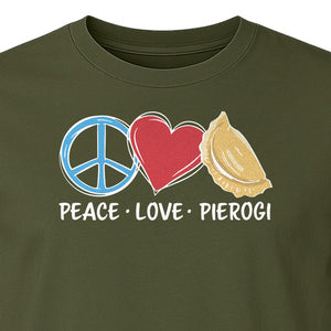 Pierogi T-Shirt, Peace Love Polish Food Graphic for Dumpling Fans and Heritage Gifts