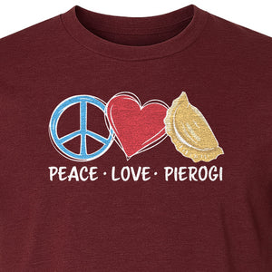 Pierogi T-Shirt, Peace Love Polish Food Graphic for Dumpling Fans and Heritage Gifts