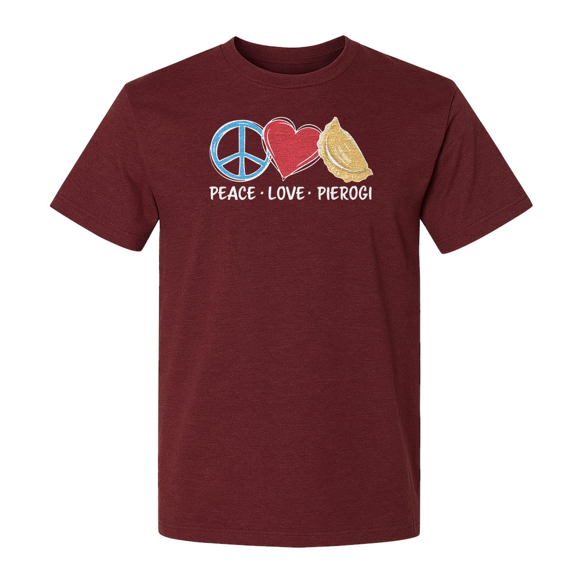 Pierogi T-Shirt, Peace Love Polish Food Graphic for Dumpling Fans and Heritage Gifts