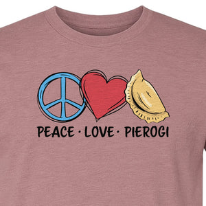Pierogi T-Shirt, Peace Love Polish Food Graphic for Dumpling Fans and Heritage Gifts
