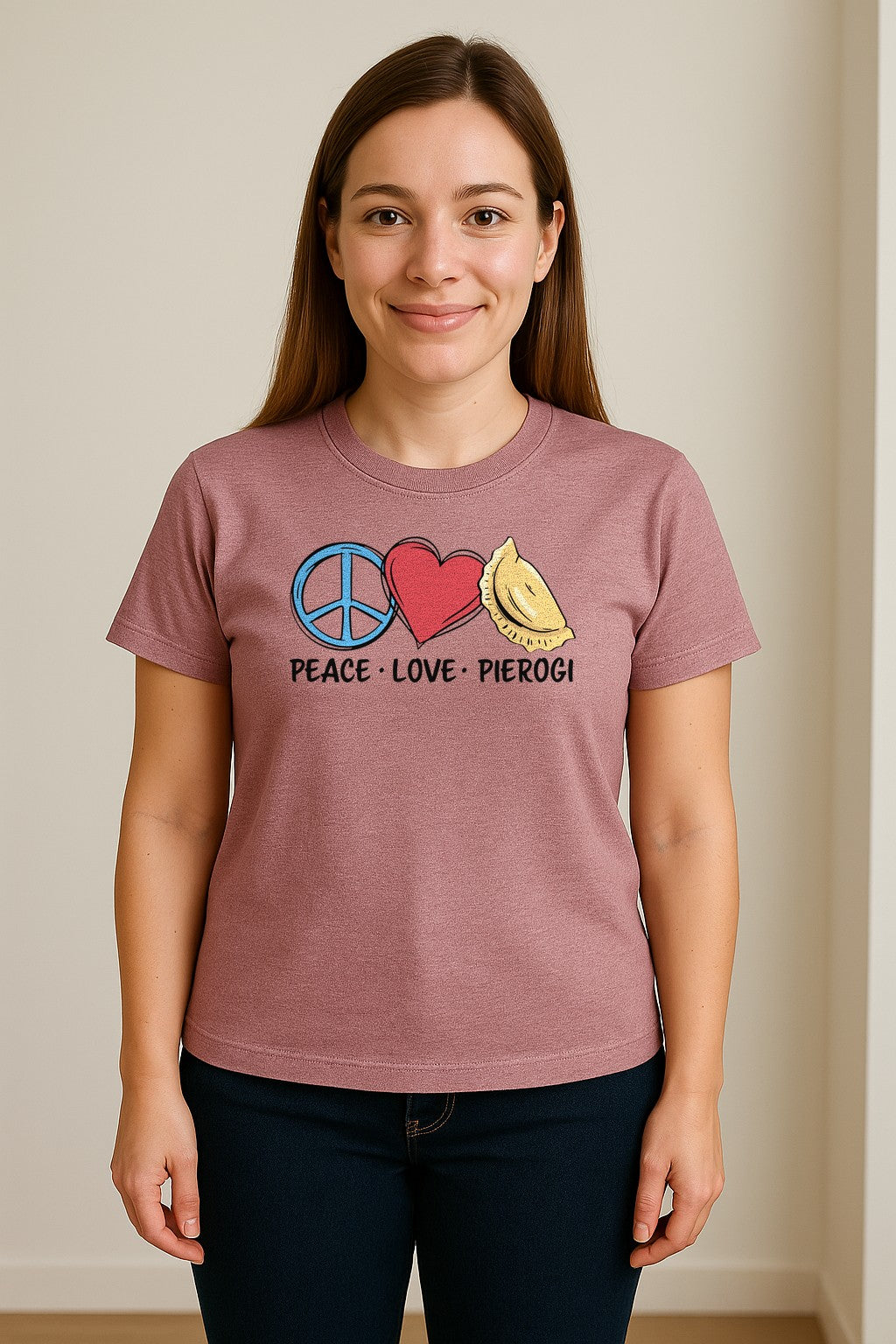 Pierogi T-Shirt, Peace Love Polish Food Graphic for Dumpling Fans and Heritage Gifts