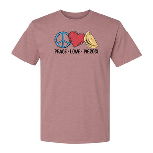 Pierogi T-Shirt, Peace Love Polish Food Graphic for Dumpling Fans and Heritage Gifts