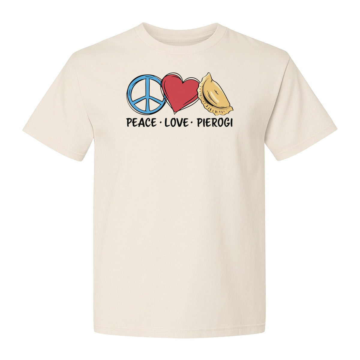 Pierogi T-Shirt, Peace Love Polish Food Graphic for Dumpling Fans and Heritage Gifts