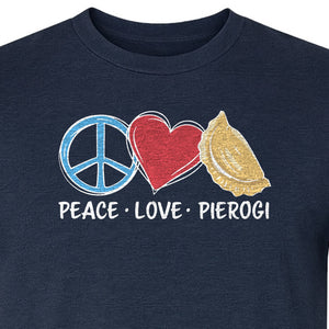 Pierogi T-Shirt, Peace Love Polish Food Graphic for Dumpling Fans and Heritage Gifts