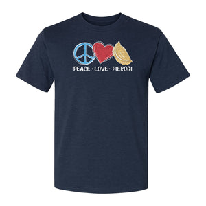 Pierogi T-Shirt, Peace Love Polish Food Graphic for Dumpling Fans and Heritage Gifts